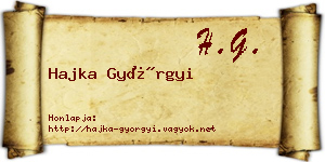 Hajka Györgyi névjegykártya